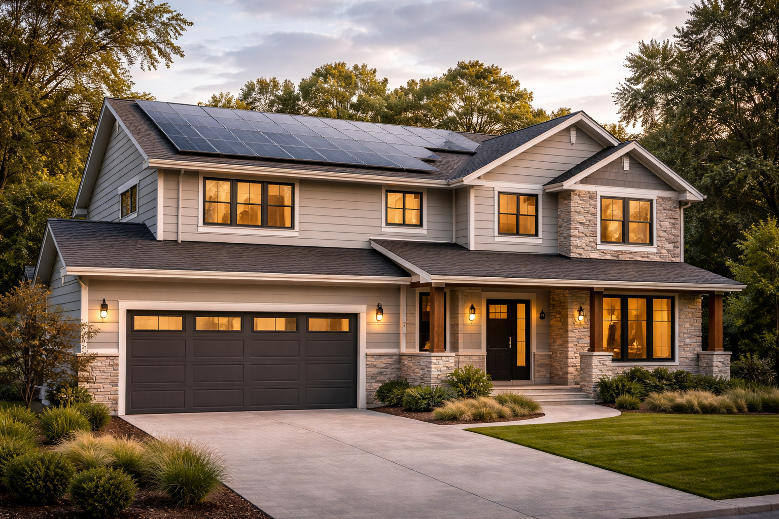 Virginia home with rooftop solar panels